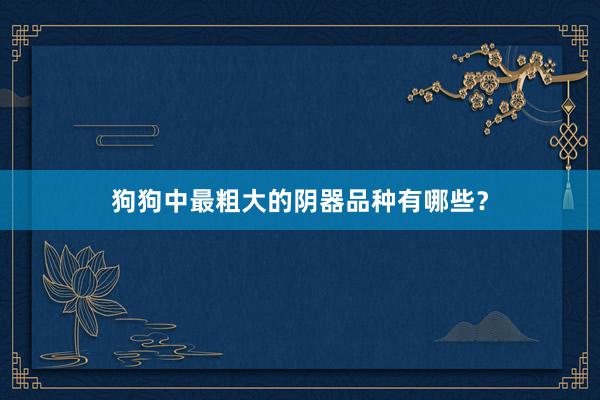 狗狗中最粗大的阴器品种有哪些？